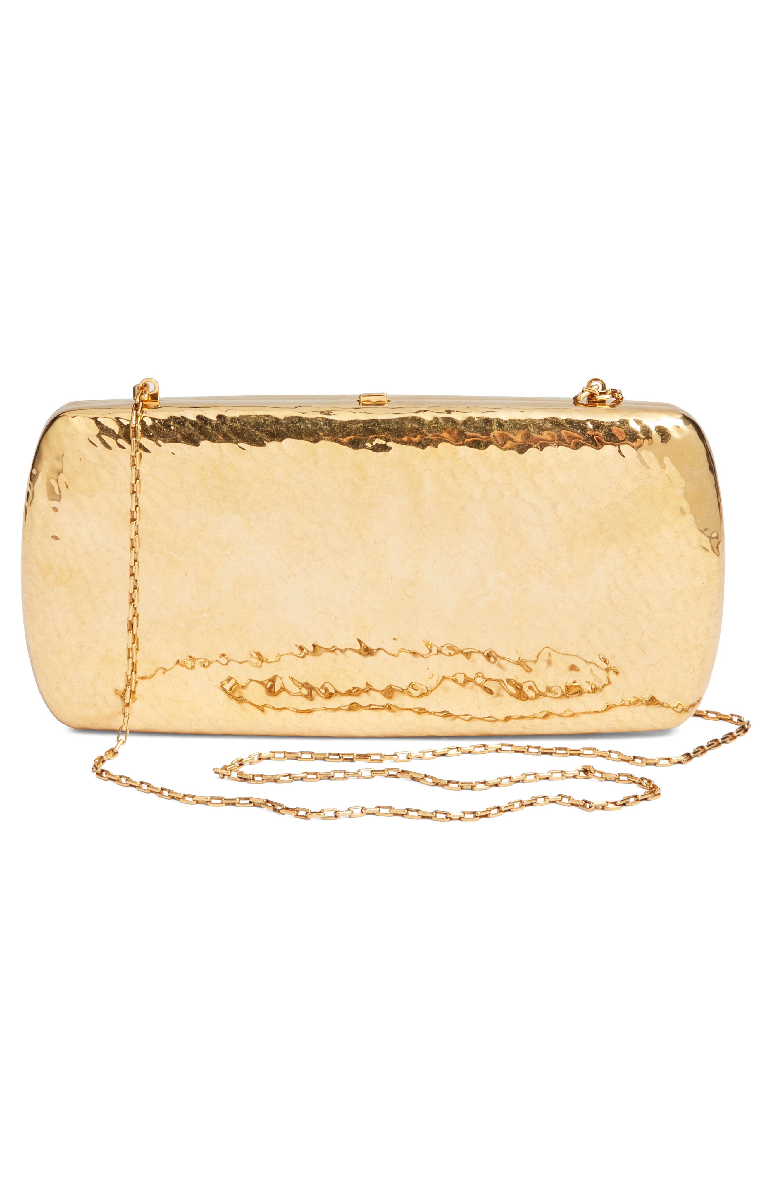 Saint Laurent Metal Evening Clutch, Alternate, color, Gold