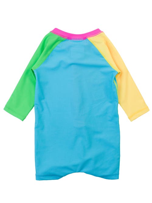 Ruggedbutts Boys Long Sleeve One Piece Rash Guard In Neon Color Block