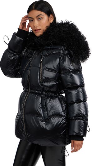 Electra Mid Puffer with Detachable shearling Lined Split Hood