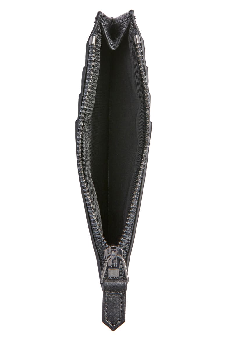 Tumbled Calfskin Card Holder with Zip, Alternate, color, BLACK