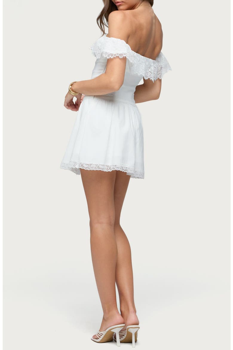 Darah Lacy Off the Shoulder Minidress, Alternate, color, WHITE