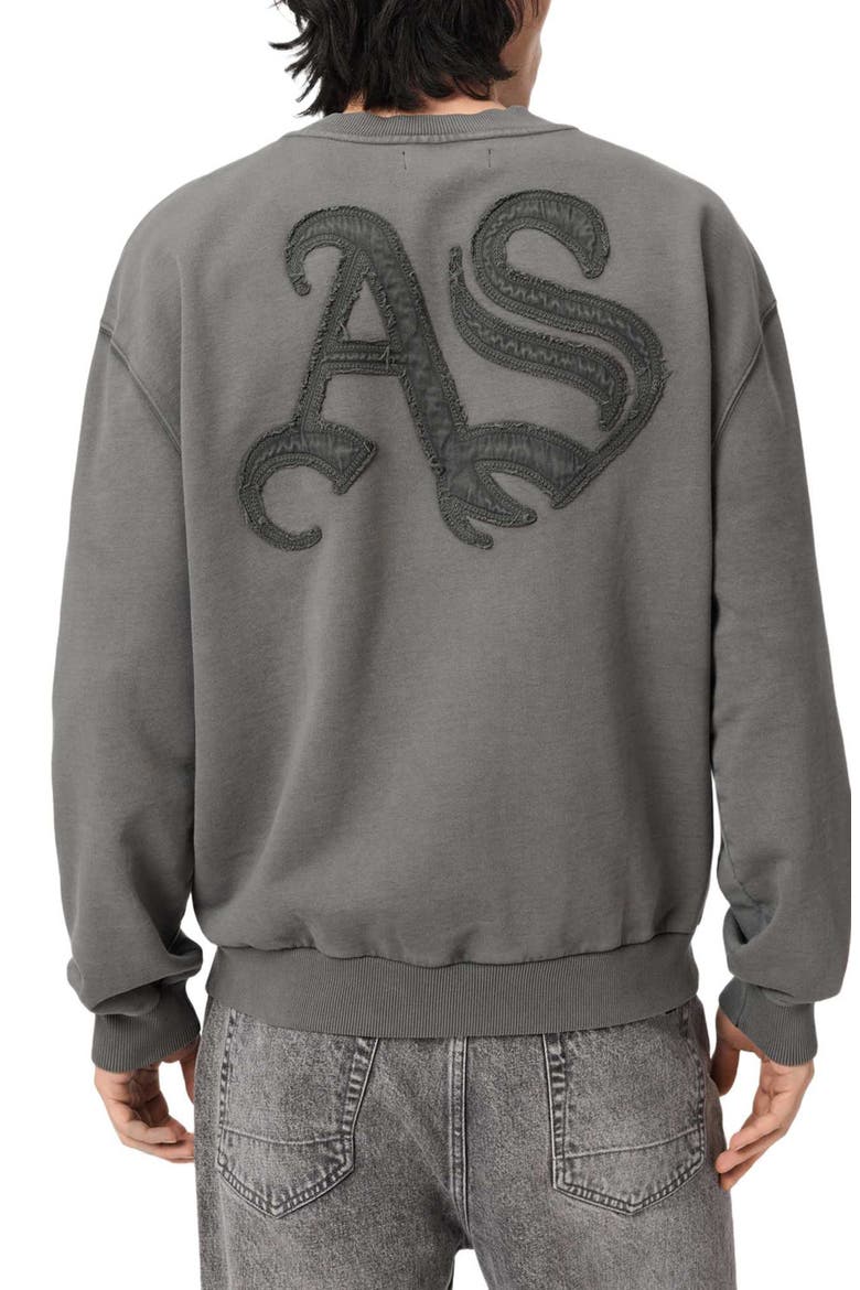 Insignia Graphic Appliqué Cotton Sweatshirt, Alternate, color, WASHED BLACK