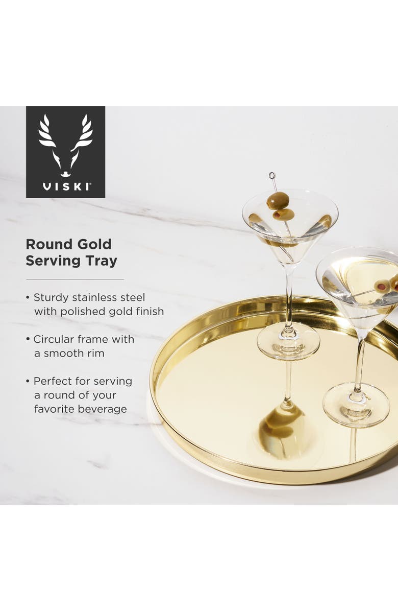 Viski Belmont Round Serving Tray, Alternate, color, Gold