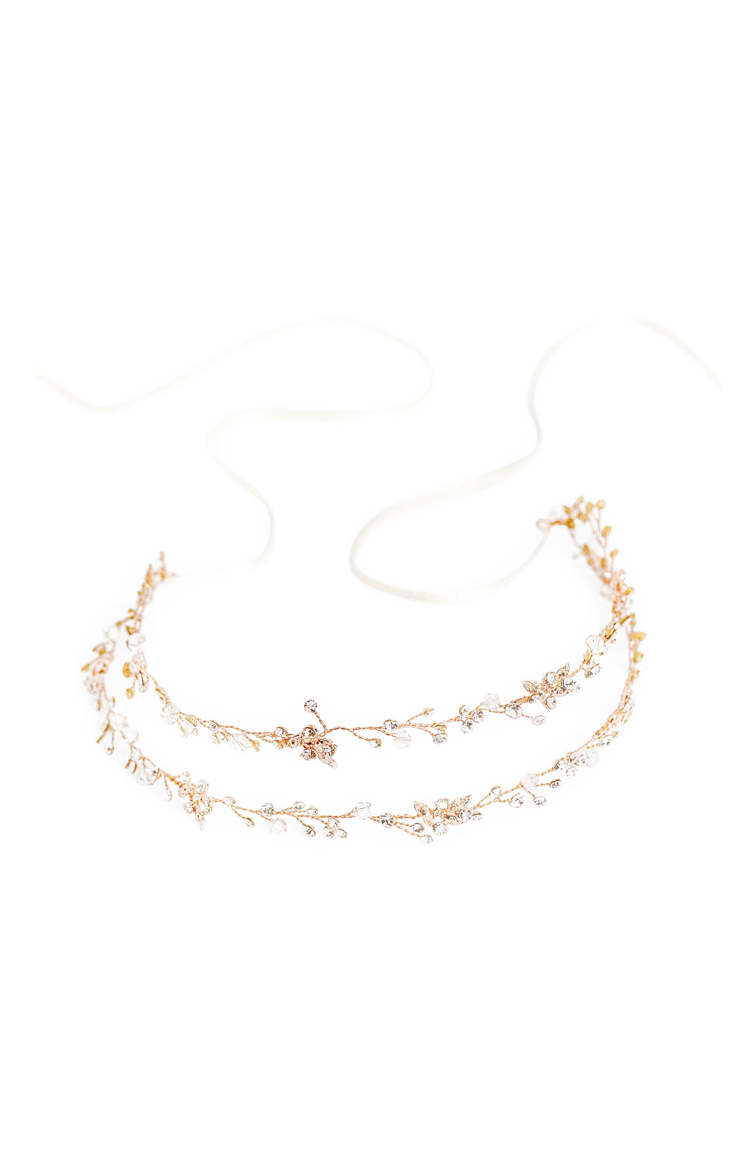 Brides & Hairpins Gia Double Banded Halo Headpiece in Rose Gold 