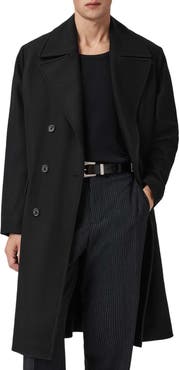 AllSaints Curran Double Breasted Wool Blend Topcoat