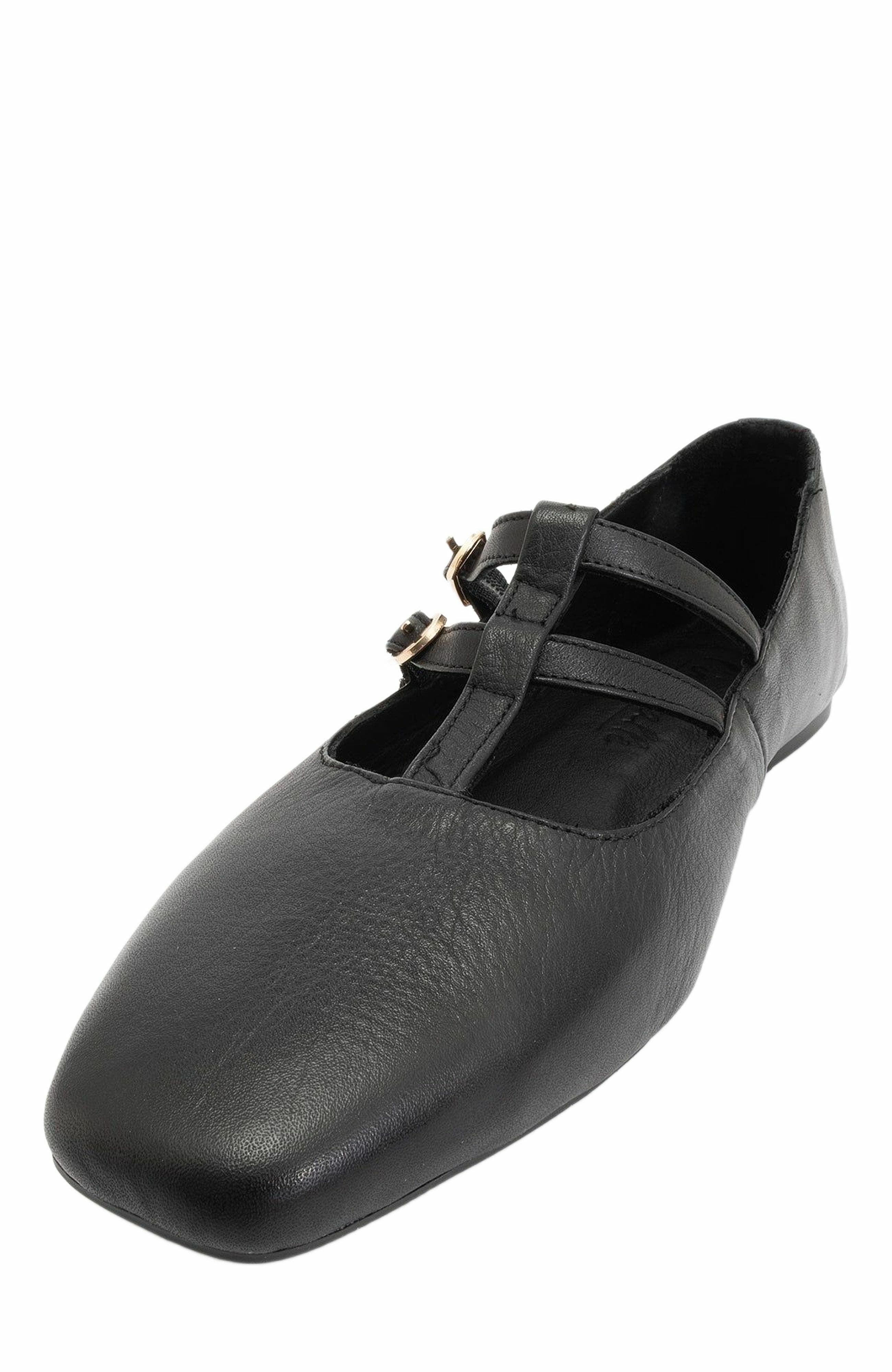 Forever & Always Shoes Starling Leather Mary Jane Flats, Alternate, color, Black Leather