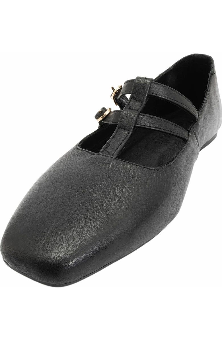 Forever & Always Shoes Starling Leather Mary Jane Flats, Alternate, color, Black Leather