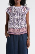 ELIE ELIE TAHARI Floral Smocked Cotton Top