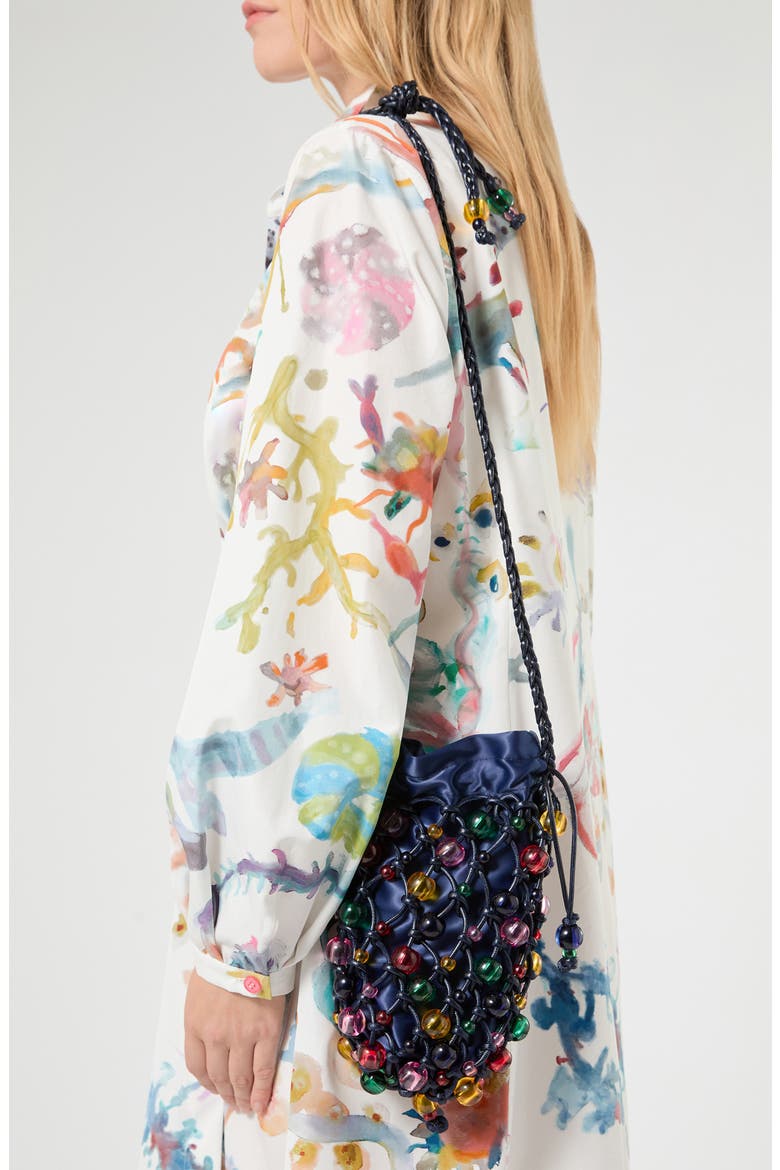 Watercolor Print Long Sleeve Shirtdress, Alternate, color, ICE