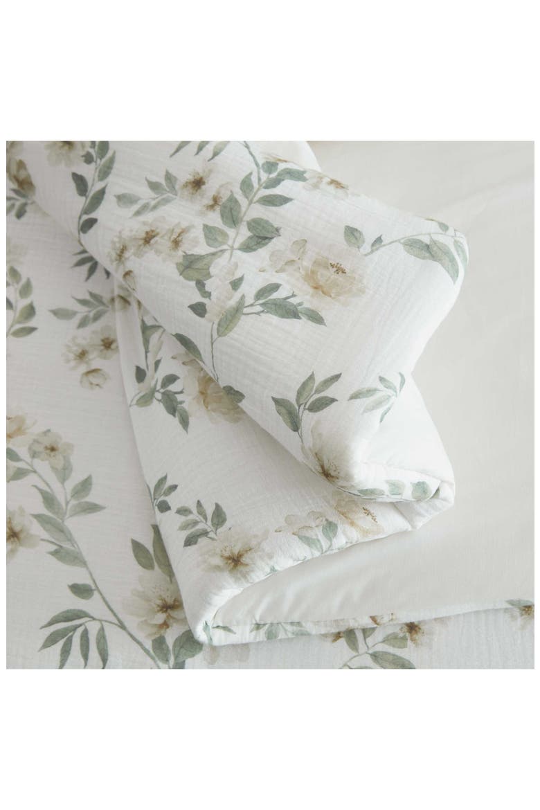 Hazel Floral Cotton Gauze Duvet Set, Alternate, color, ALDER