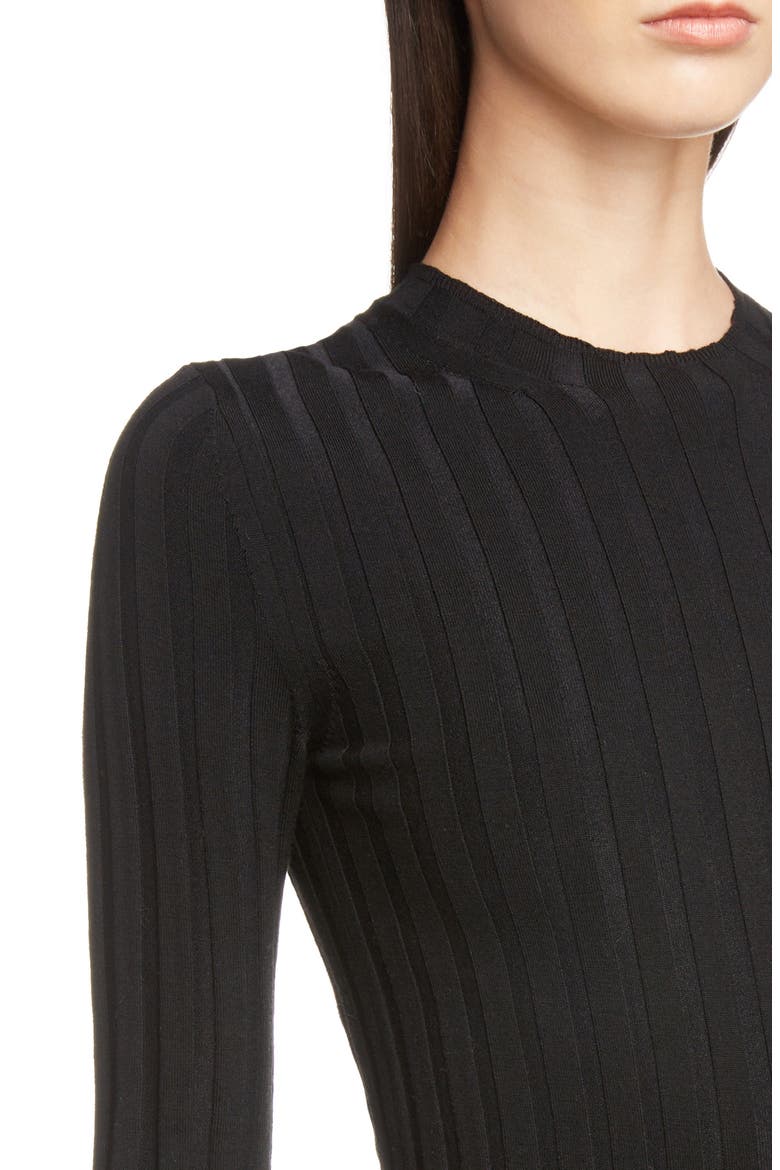 Ribbed Wool Blend Sweater, Alternate, color, BLACK