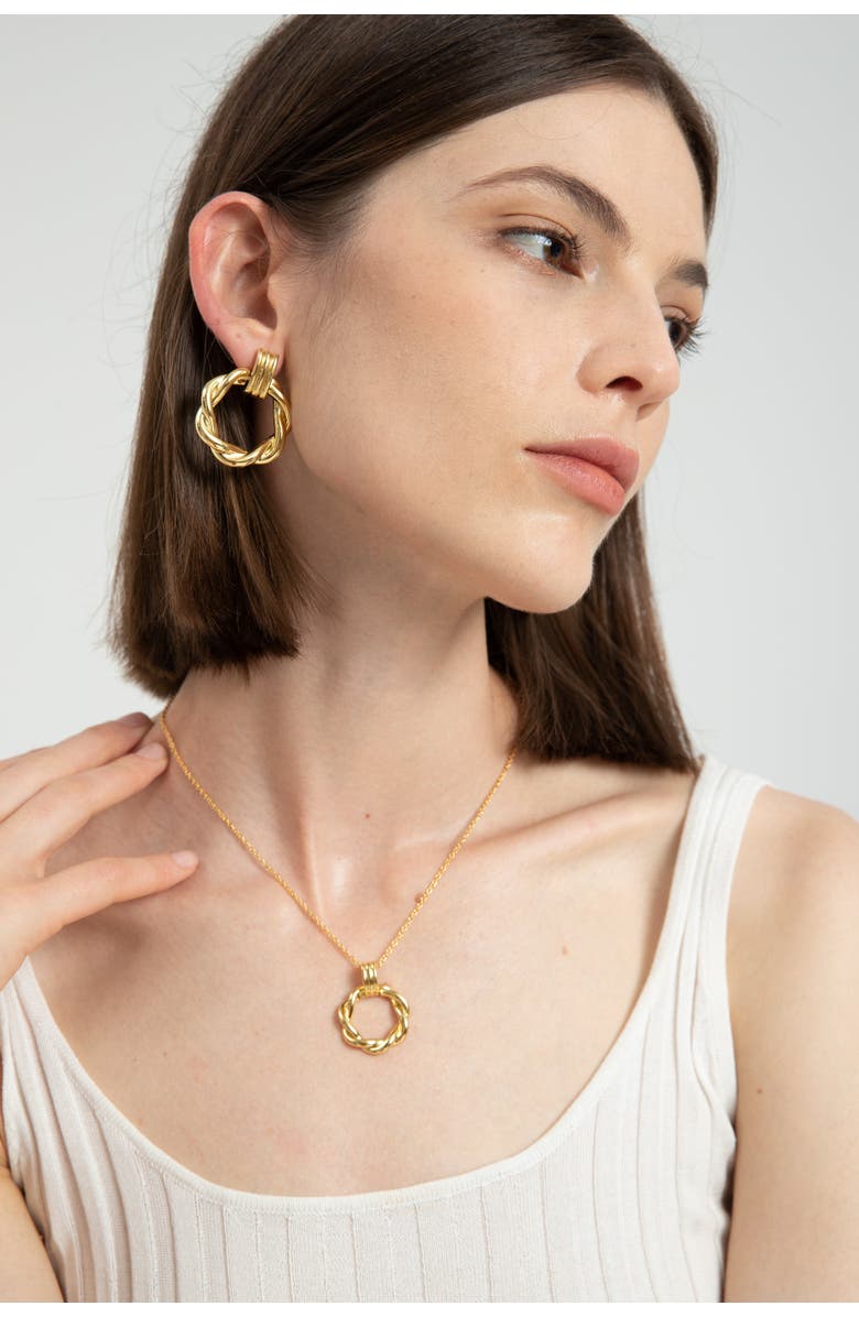 Classicharms Eléa Twisted Hoop Pendant Necklace, Alternate, color, Gold