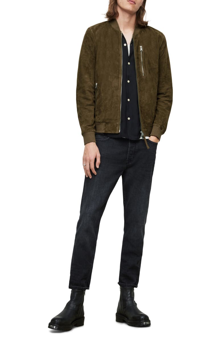 AllSaints Kemble Suede Bomber Jacket, Alternate, color, 