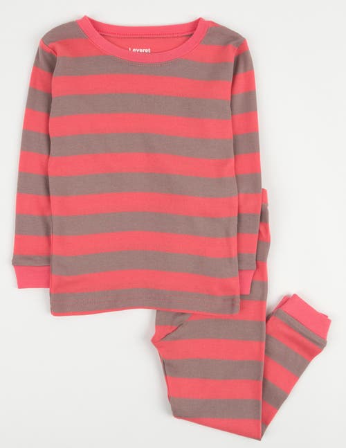 Leveret Two-piece Printed Cotton Holiday Pajamas In Red