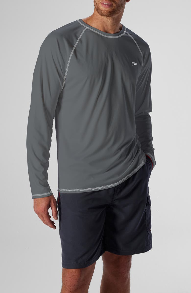 Speedo<sup>®</sup> Long Sleeve Rashguard, Main, color, Granite
