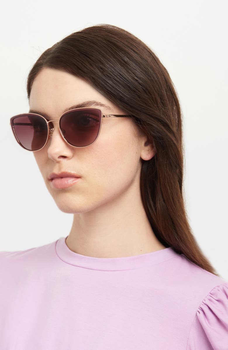 Kate Spade New York staci 56mm gradient cat eye sunglasses, Alternate, color, Red Gold / Burgundy Shaded