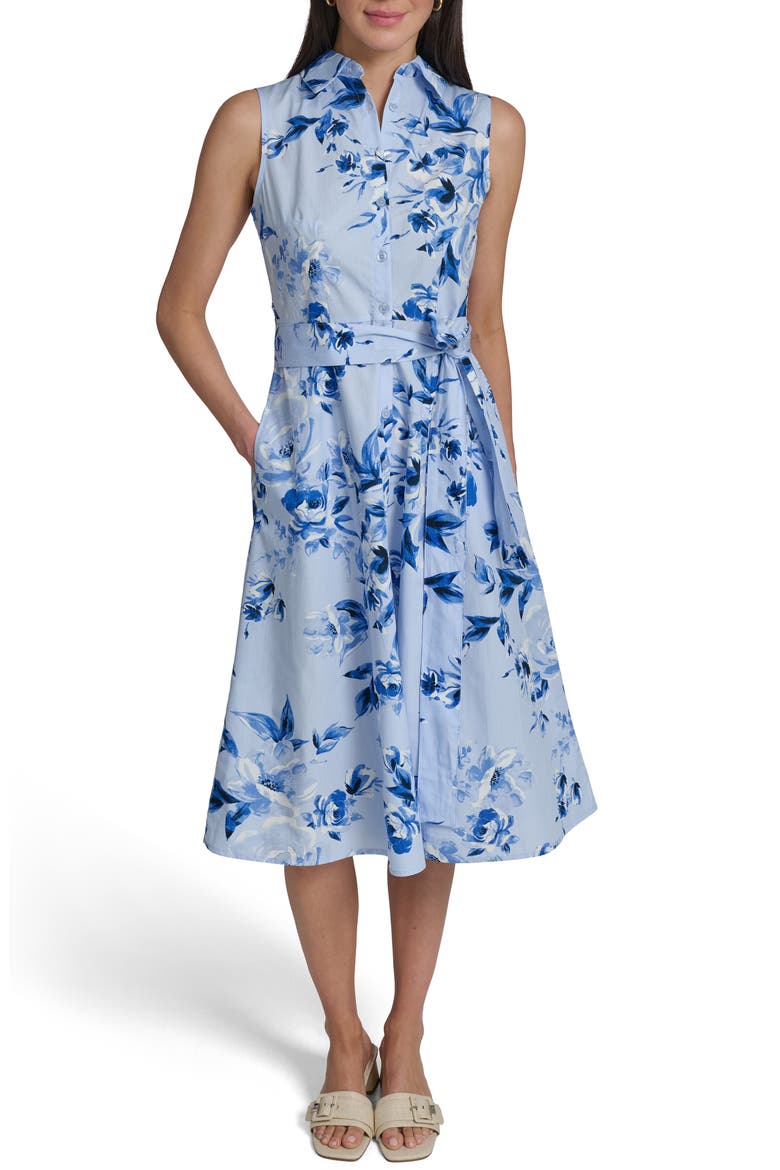 sleeveless cotton shirt dress Women's What Can I Say White Cotton Sleeveless Button Front Belted Maxi Dress | Size: L