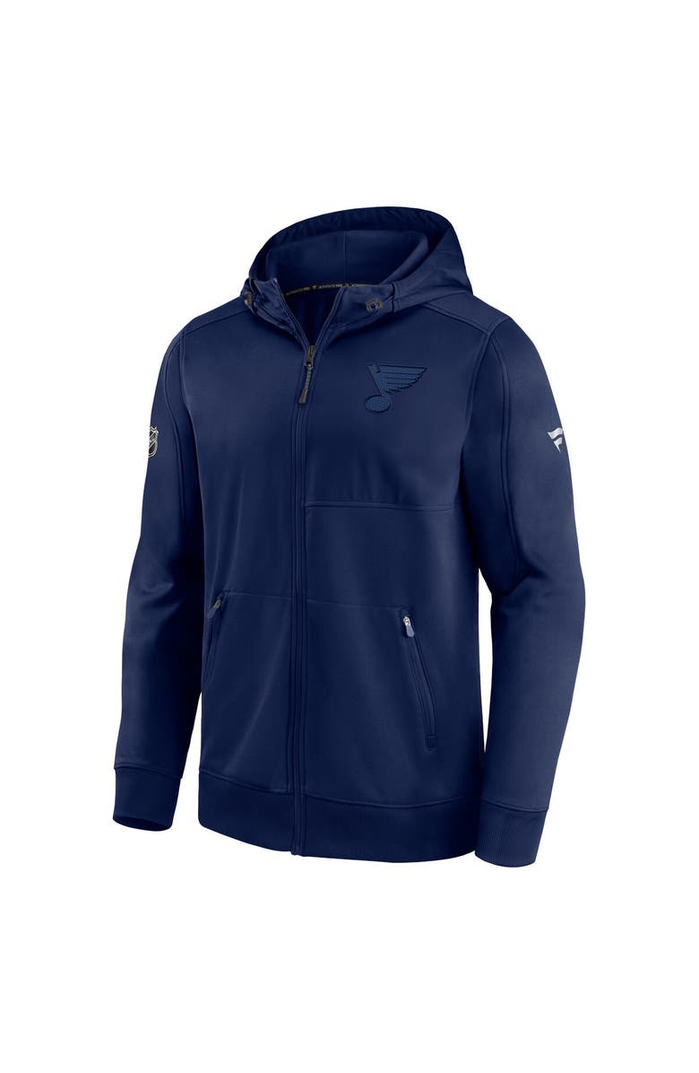 FANATICS Men's Fanatics Branded Navy St. Louis Blues Authentic Pro Travel & Training Full-Zip Hoodie, Alternate, color, 