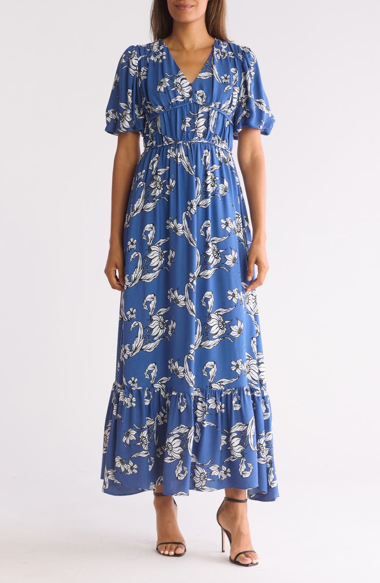 BY DESIGN Eden Puff Sleeve Maxi Dress, Main, color, Passion Flower