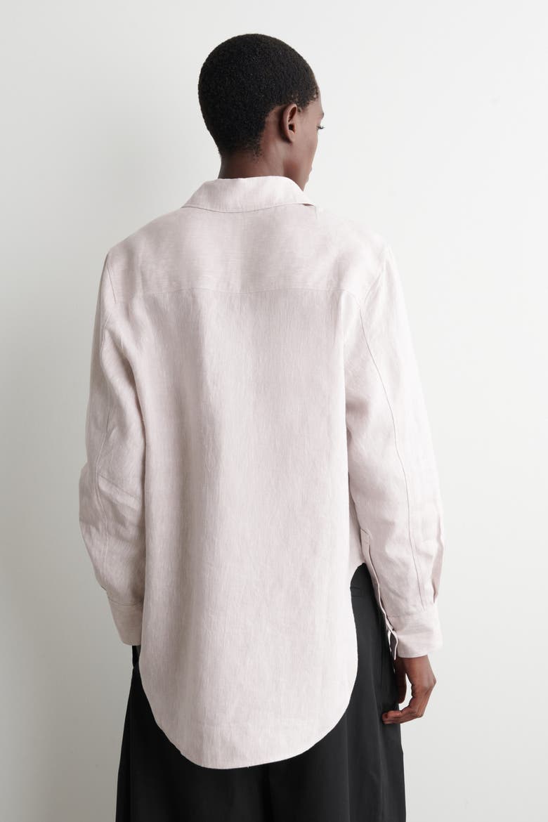 Button-down Collar Linen Shirt, Alternate, color, LIGHT PINK