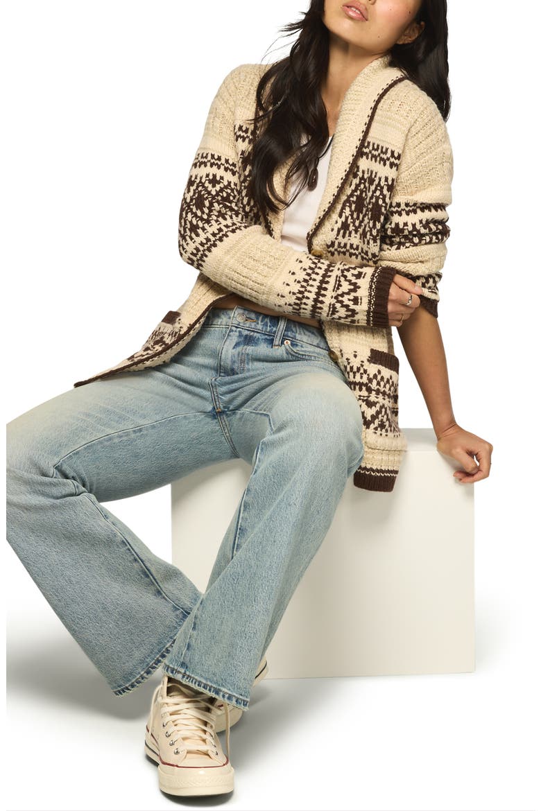 Shawl Collar Fair Isle Cardigan, Alternate, color, LIGHT OATMEAL HTR