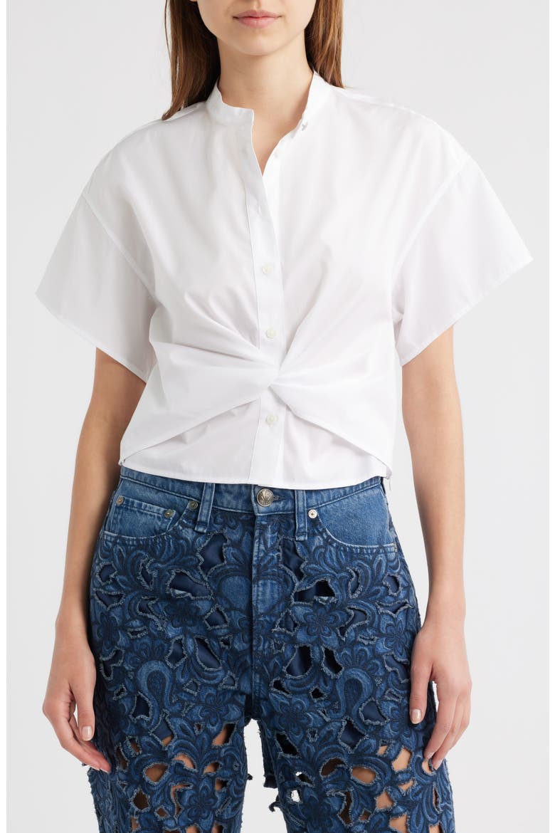 Gretchen Short Sleeve Poplin Button-Up Shirt, Main, color, WHITE