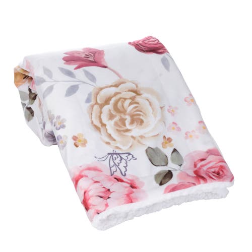 Lambs & Ivy Secret Garden Ultra-soft Fleece/minky Floral Baby Blanket In Multi