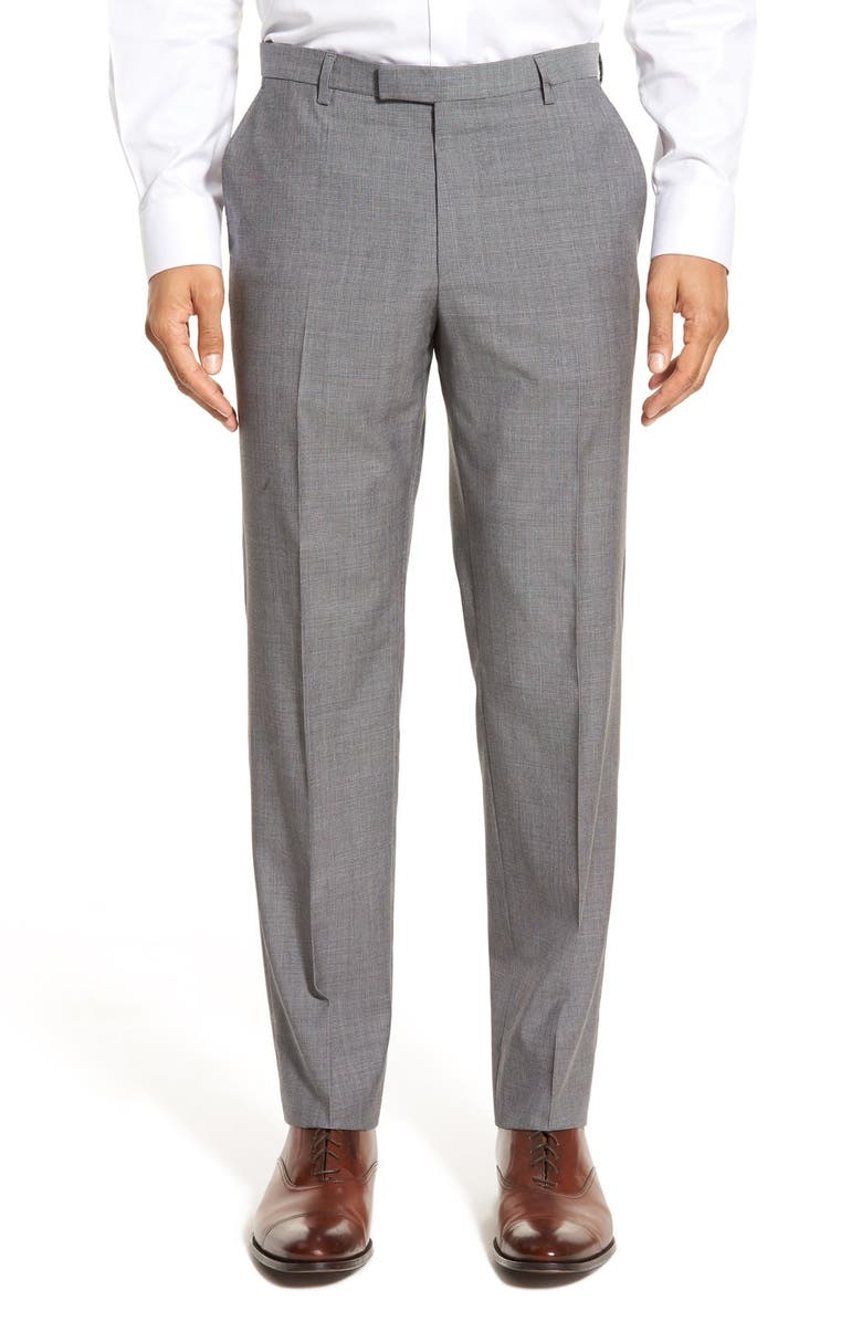 BOSS 'Leenon' Flat Front Houndstooth Wool Trousers, Main, color, 