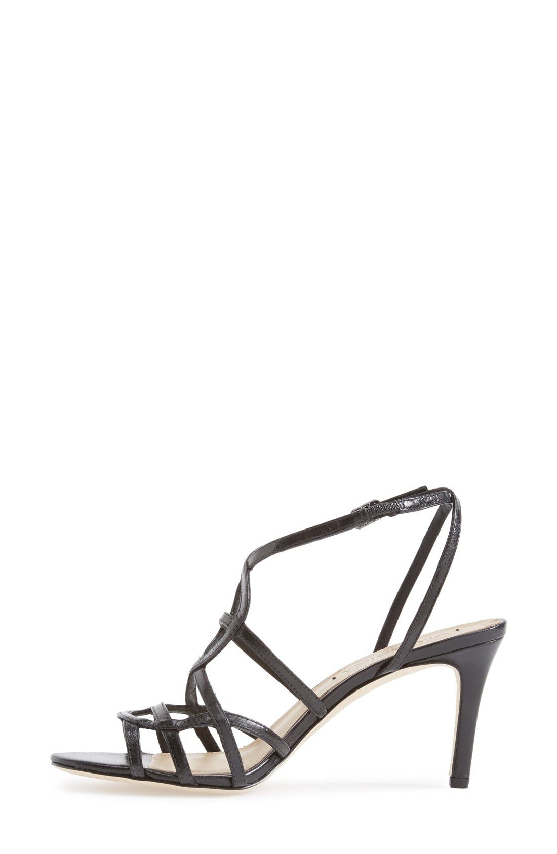 'Ima2' Leather Ankle Strap Sandal, Alternate, color, BLACK