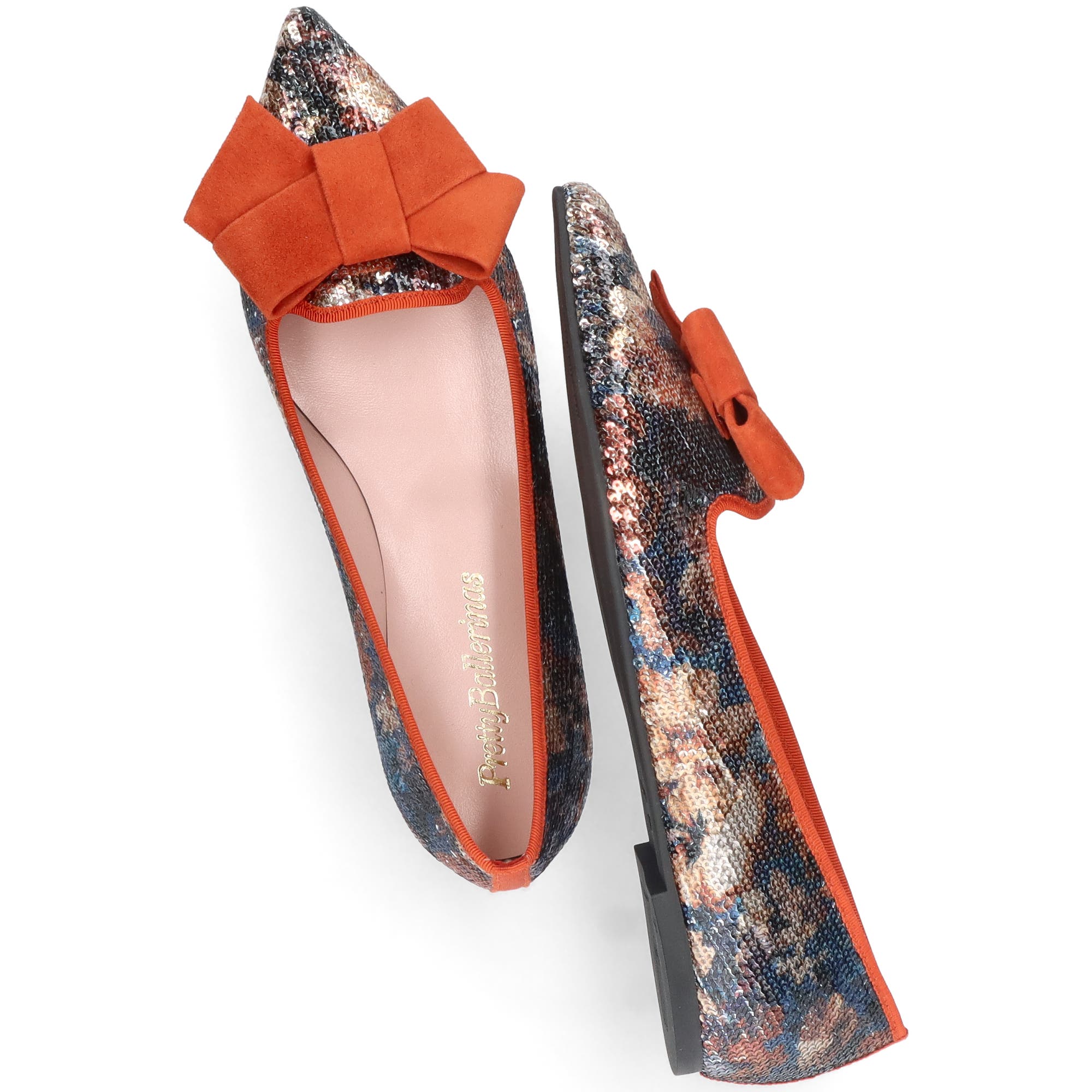 Pretty Ballerinas Pointed Toe Bow Loafer, Alternate, color, Orange And Blue