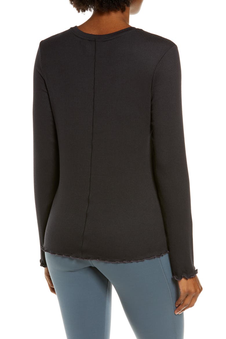 Lettuce Edge Long Sleeve Rib T-Shirt, Alternate, color, BLACK
