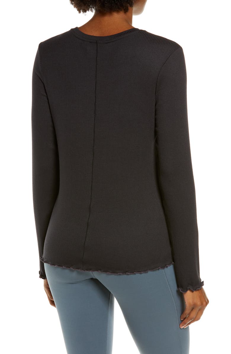 Zella Lettuce Edge Long Sleeve Rib T-Shirt, Alternate, color,