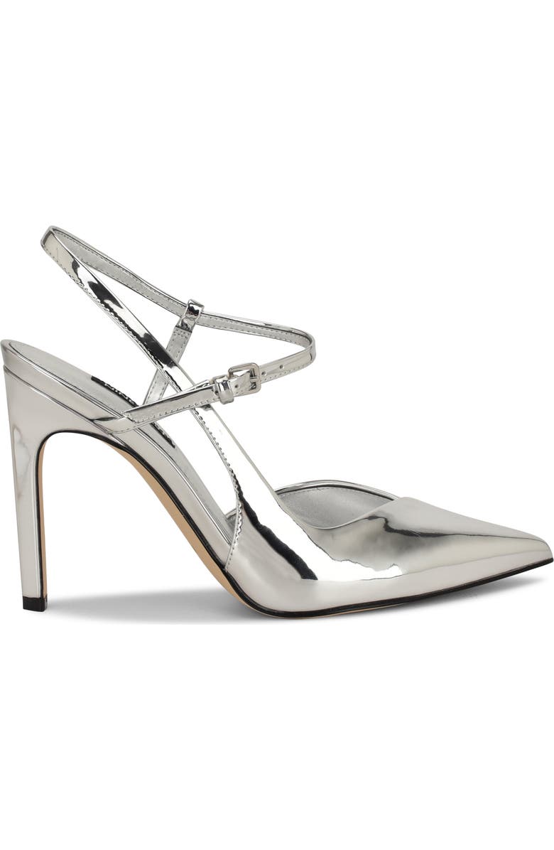 Nine West Franka Ankle Strap Pointed Toe Pump, Alternate, color, Silver