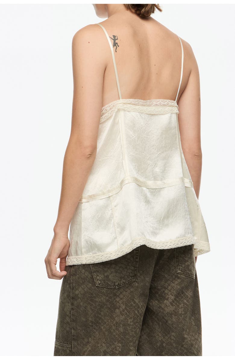 Bimba y Lola Mixed Fabrics Straight Cut Top, Alternate, color, Beige