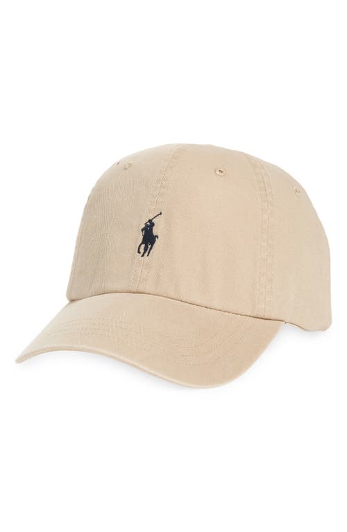 Polo Ralph Lauren Beige Cotton Hat With Logo In Nubuck/relay Blue
