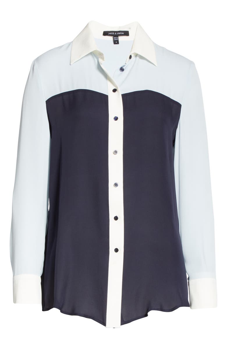 Judith & Charles Lia Silk Button-Up Blouse, Alternate, color, 