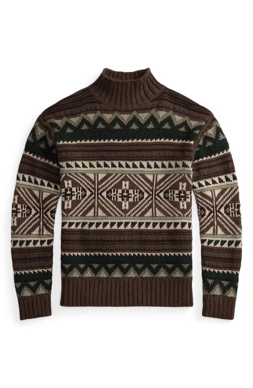 Polo Ralph Lauren Geometric Cotton Blend Sweater In Brown