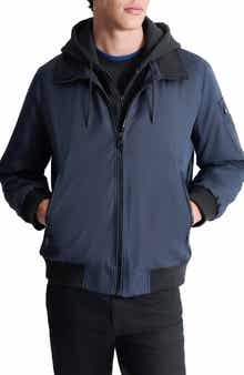 DKNY Water Resistant Bomber with Hooded Bib