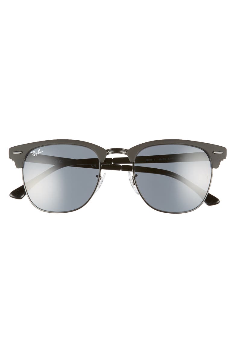 Clubmaster 51mm Sunglasses, Alternate, color, SHINY BLACK