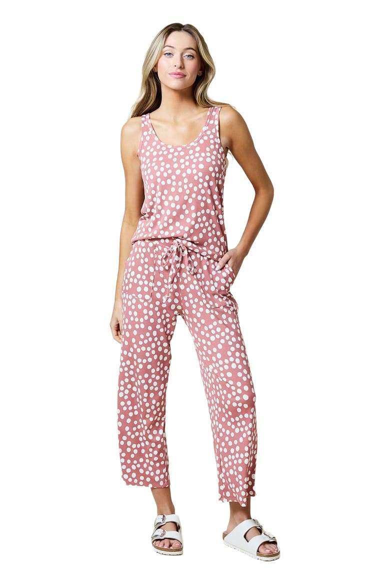 Ella - Scoop Tank with Capri Pant Sleepwear Set, Main, color, Copper Rose Dot