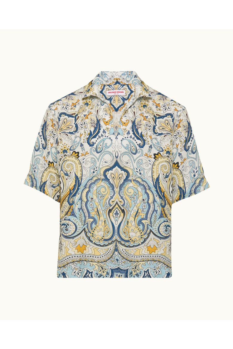 Vincent Linen Relaxed Fit Overhead Linen Shirt with Fairground Print, Alternate, color, Multi/Blue