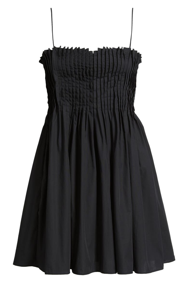 Gaia Pintuck A-Line Dress, Alternate, color, BLACK