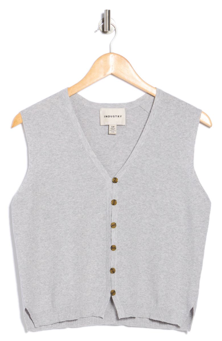 INDUSTRY REPUBLIC CLOTHING Button Front Cotton Blend Sweater Vest, Alternate, color, Sky Grey Heather
