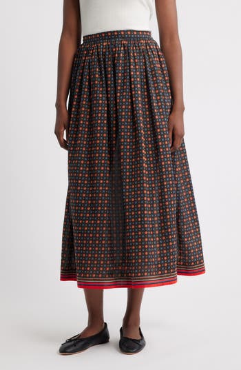 Doen Dôen Marciette Foulard Print Organic Cotton Maxi Skirt In Noir Montmartre Foulard
