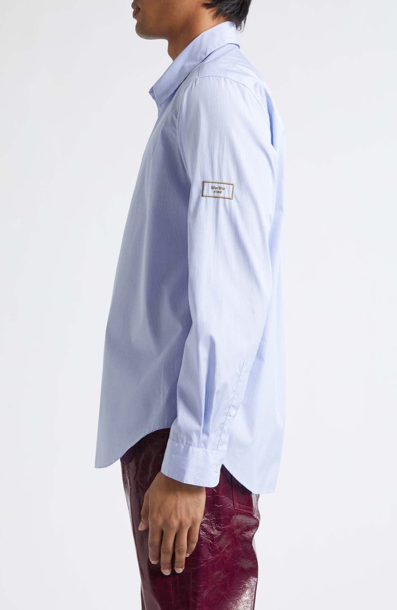 Martine Rose Classic Logo Stripe Button-Up Shirt, Alternate, color, Blue White Stripe