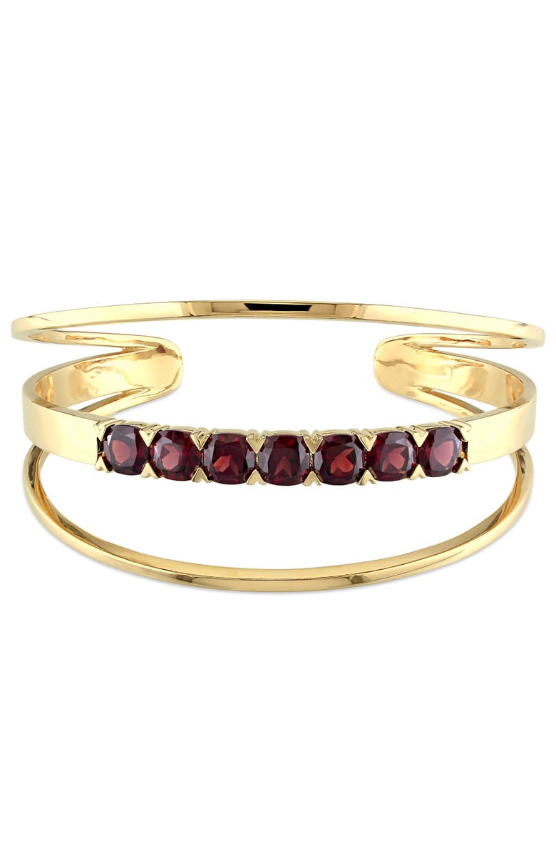 Julianna B. Garnet Cuff Bangle Bracelet 18k Gold Plated Silver, Main, color, Garnet