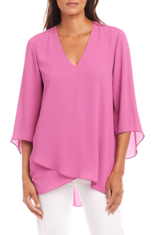 Karen Kane Petite Bracelet Sleeve Asymmetrical Top In Pink