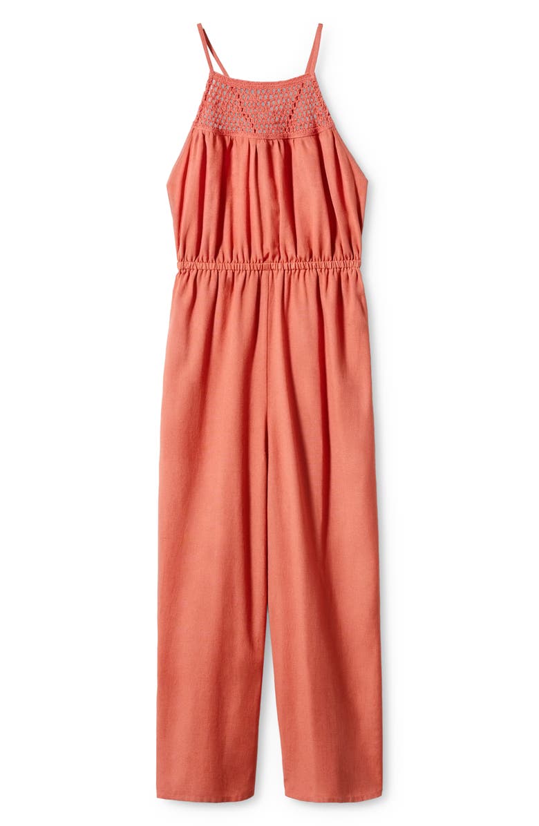 MANGO Open Stitch Panel Crop Jumpsuit, Alternate, color, 