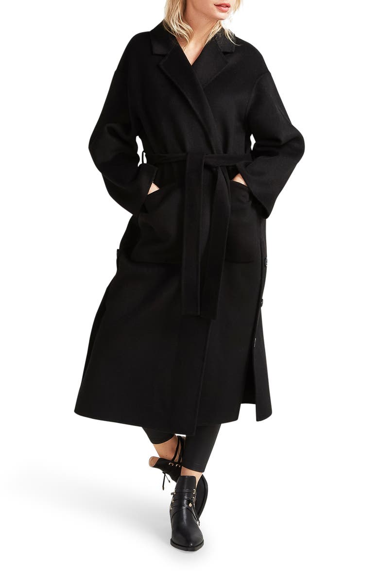 Belle & Bloom Wide Awake Split Hem Wool Blend Coat, Alternate, color,