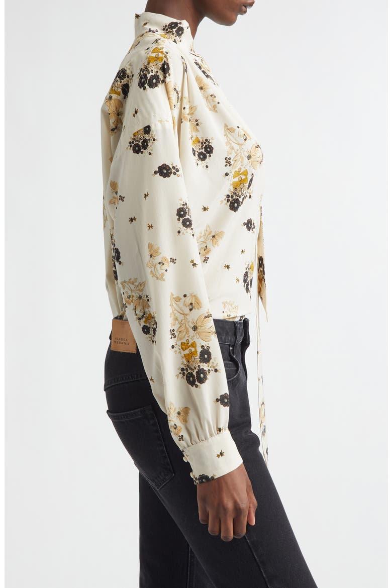 Fendry Floral Cutout Stretch Silk Top, Alternate, color, ECRU